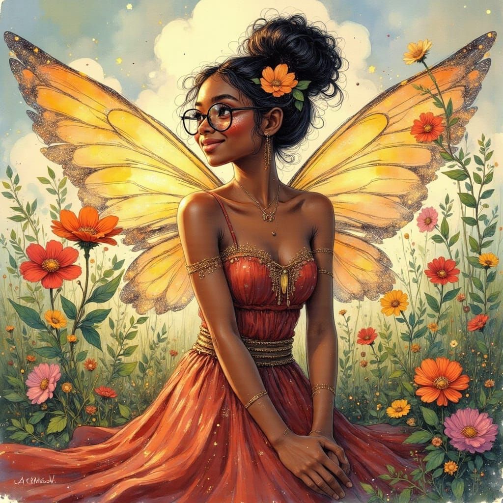 Whimsical Flower Fae in Vibrant Digital Art