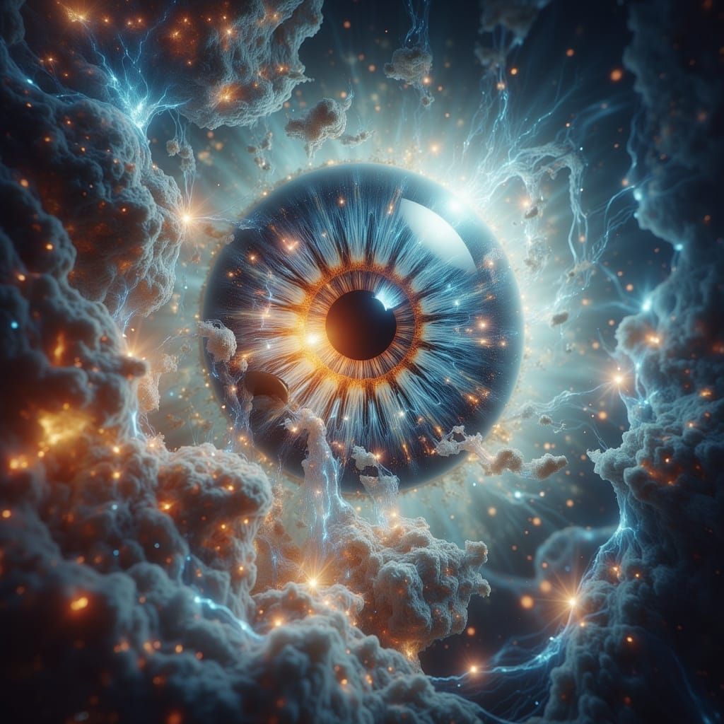 Cosmic Eye of God in Vibrant, Dreamy Galaxy
