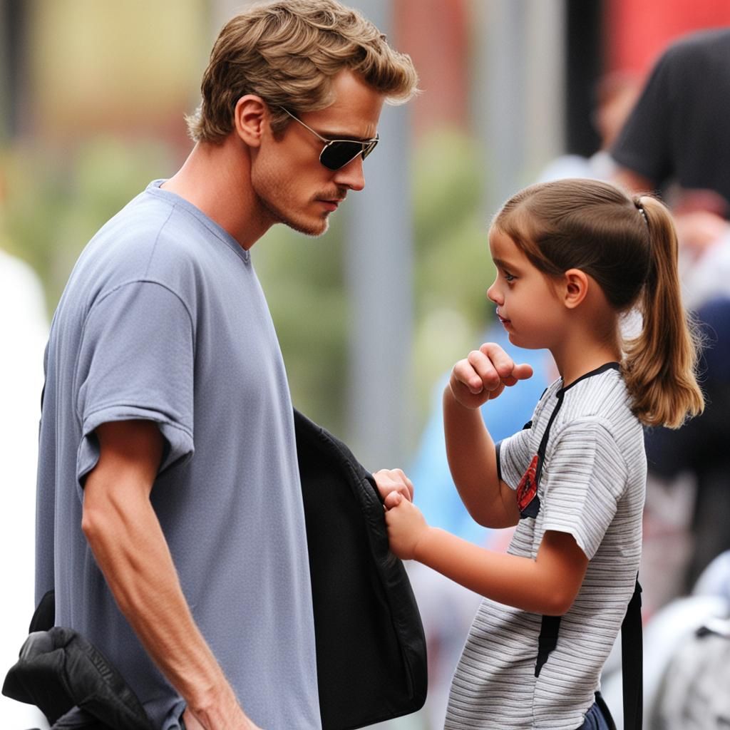 Hayden Christensen Holding a Child's Hand