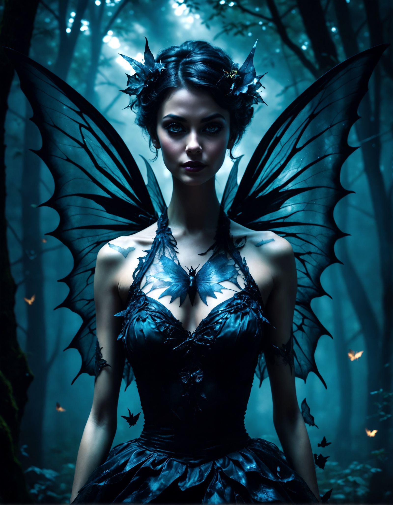 dark fairy in dark forest
