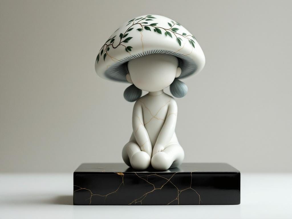 Kintsugi Toadette Figurine with Willow Motif