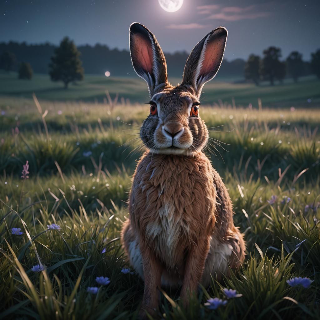 Moonlit Hare Portrait in Greg Rutkowski Style