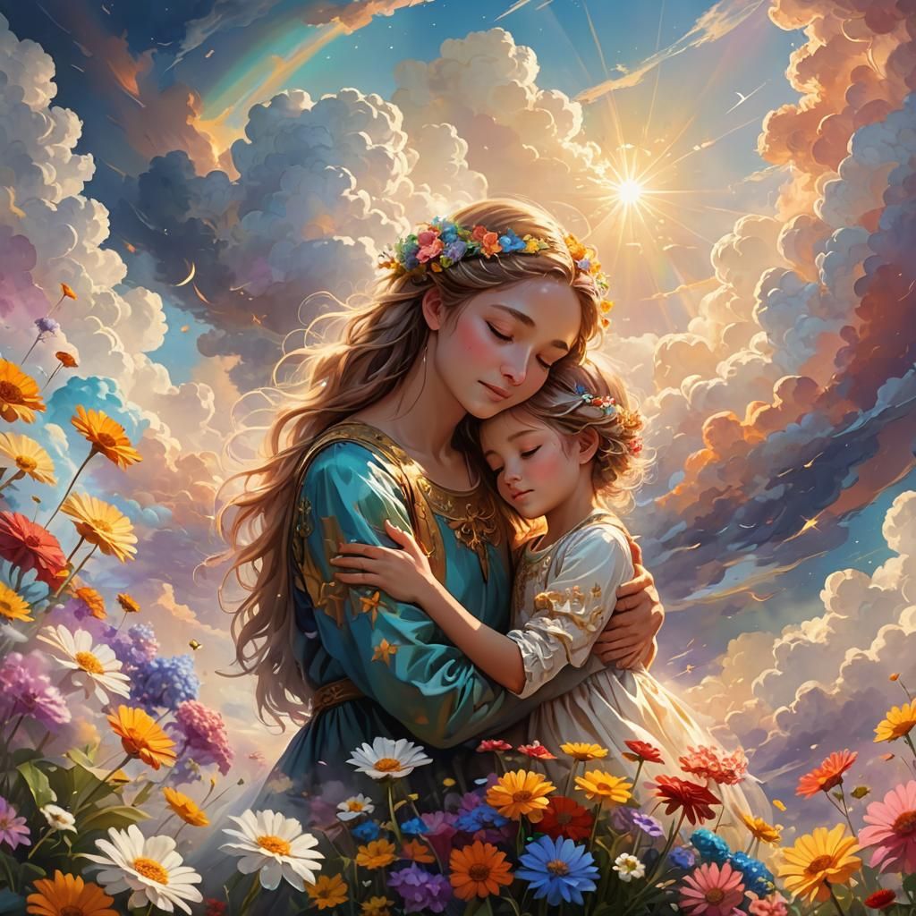 Child's Heavenly Reunion: Fantasy Concept Art