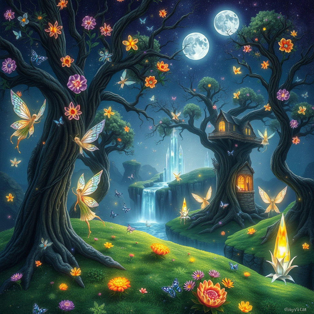 Enchanting Fairy World with Luminous Flora