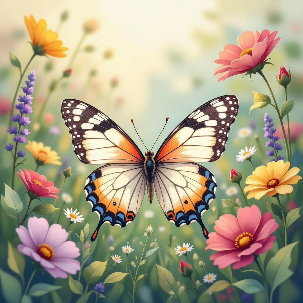 Butterfly in Whimsical Garden Art