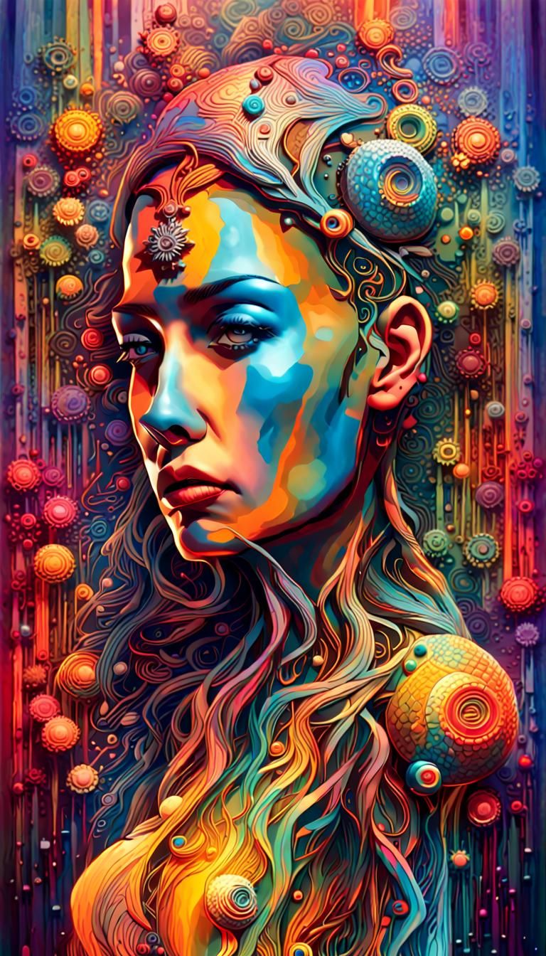 AI Perception of Humanity: A Psychedelic 3D Illustration