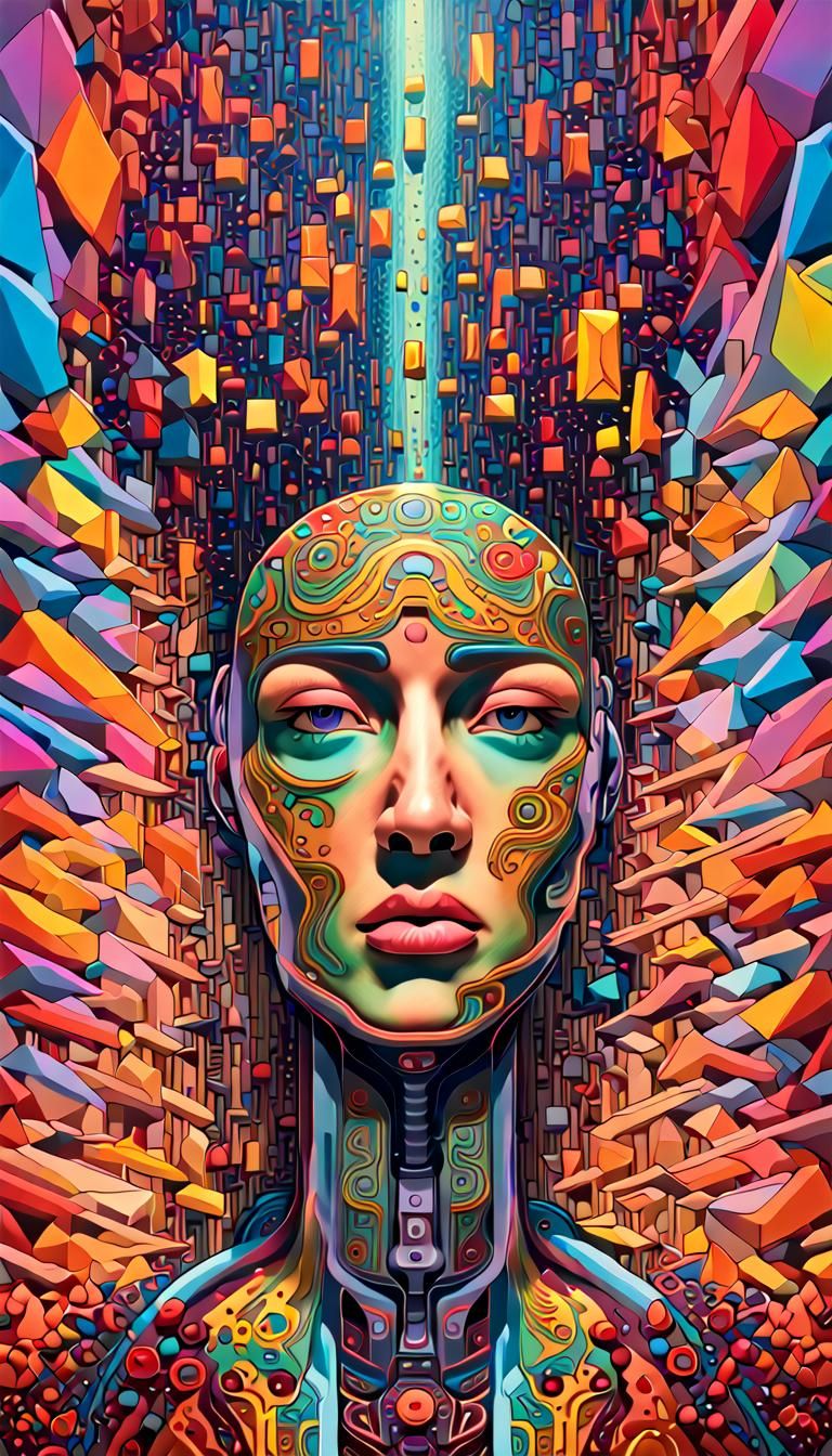 AI Perception of Humanity: Psychedelic 3D Render