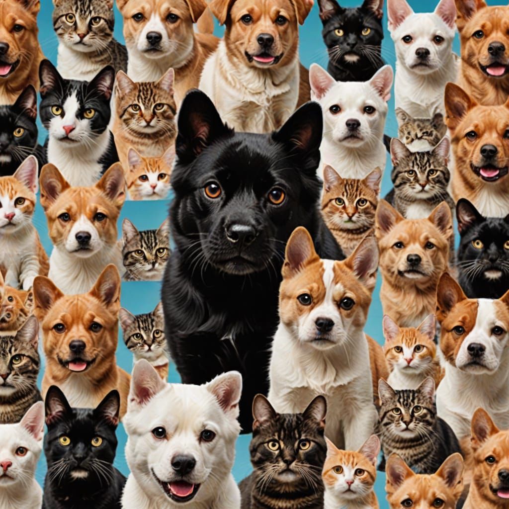 Split Collage: Cat and Dog Photomontage