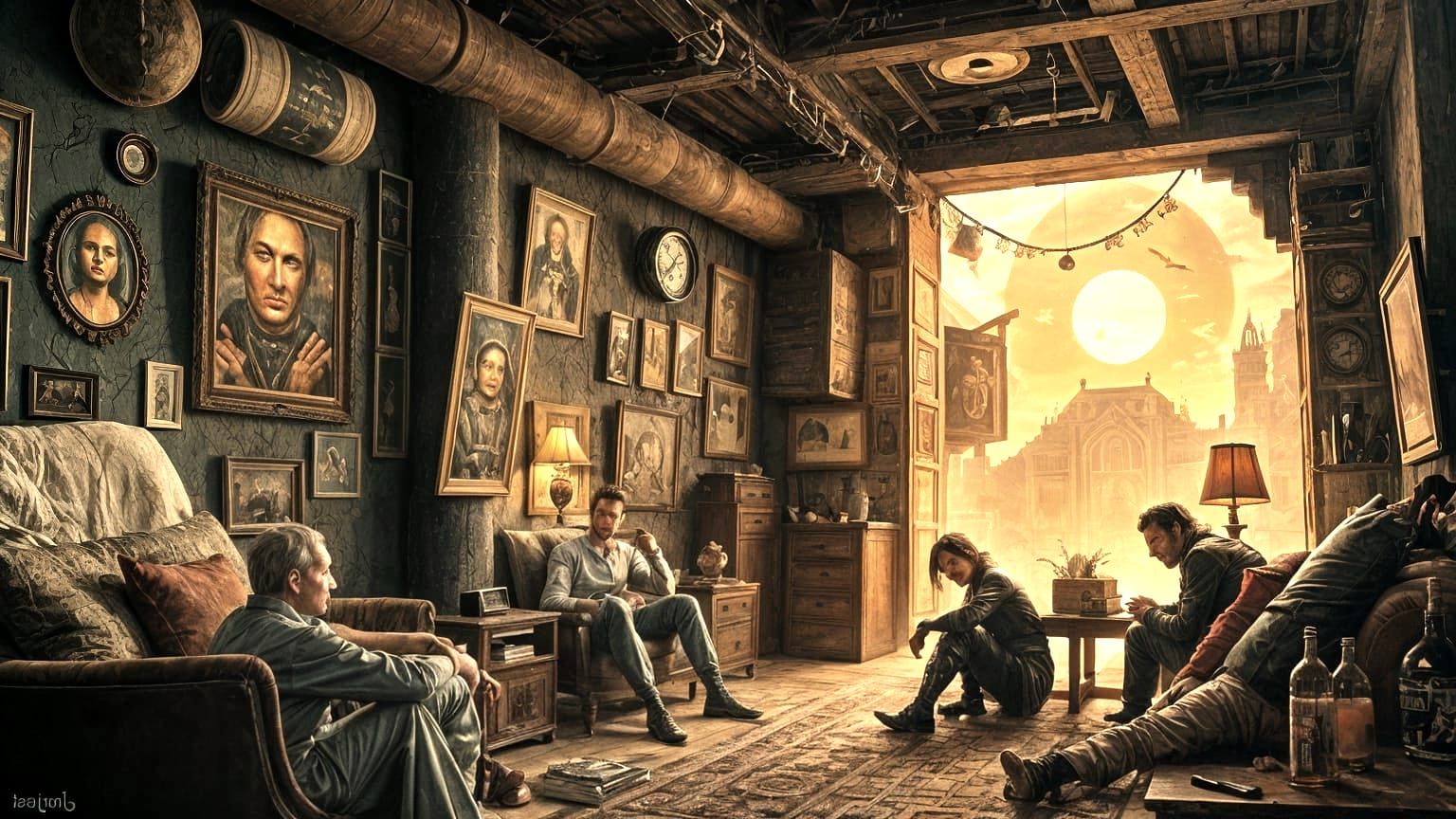 Science Fiction Horror Scene as Oil Painting