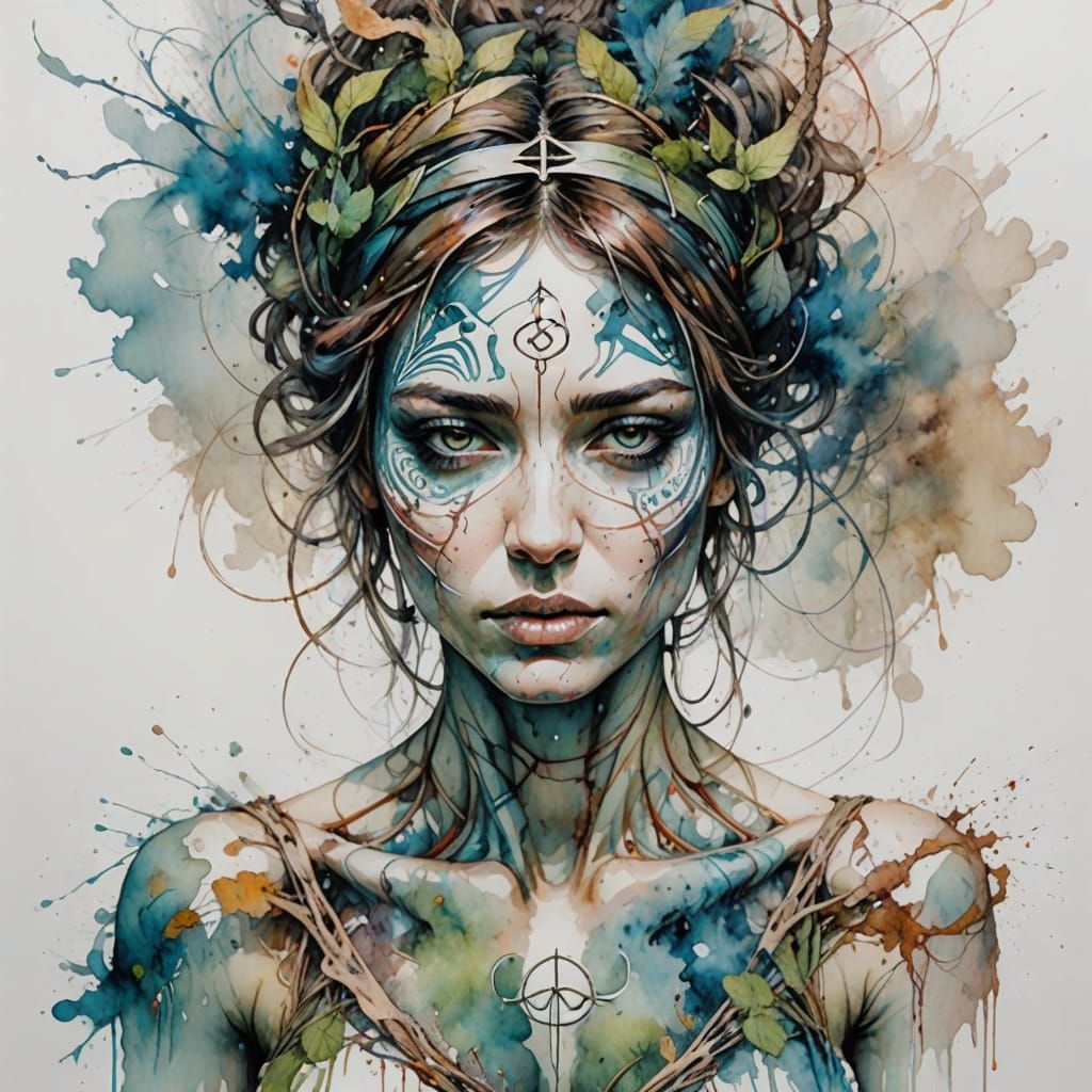 Ethereal Watercolour Infinity Figure in Misty Surroundings