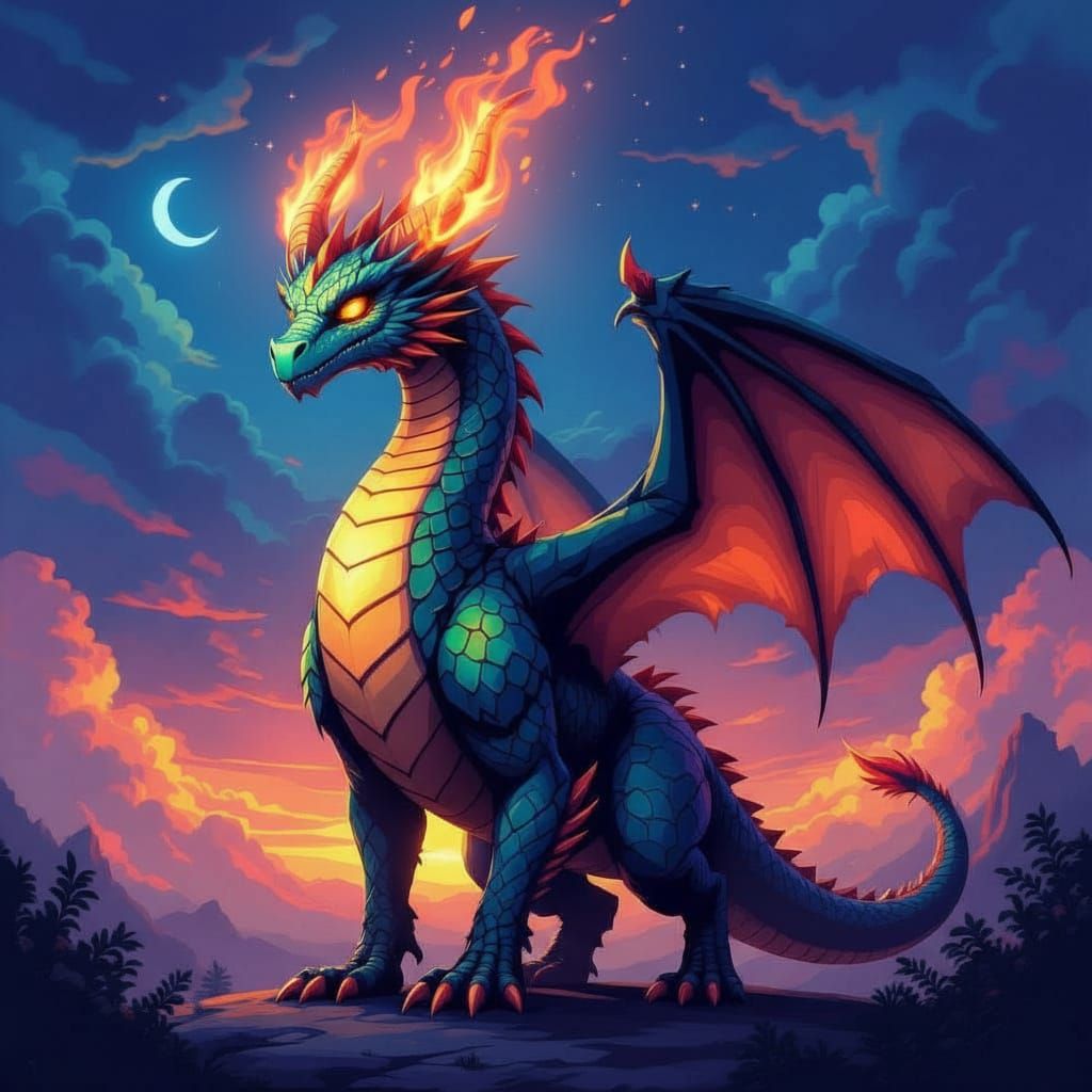 Majestic Pixel Art Dragon with Glowing Scales