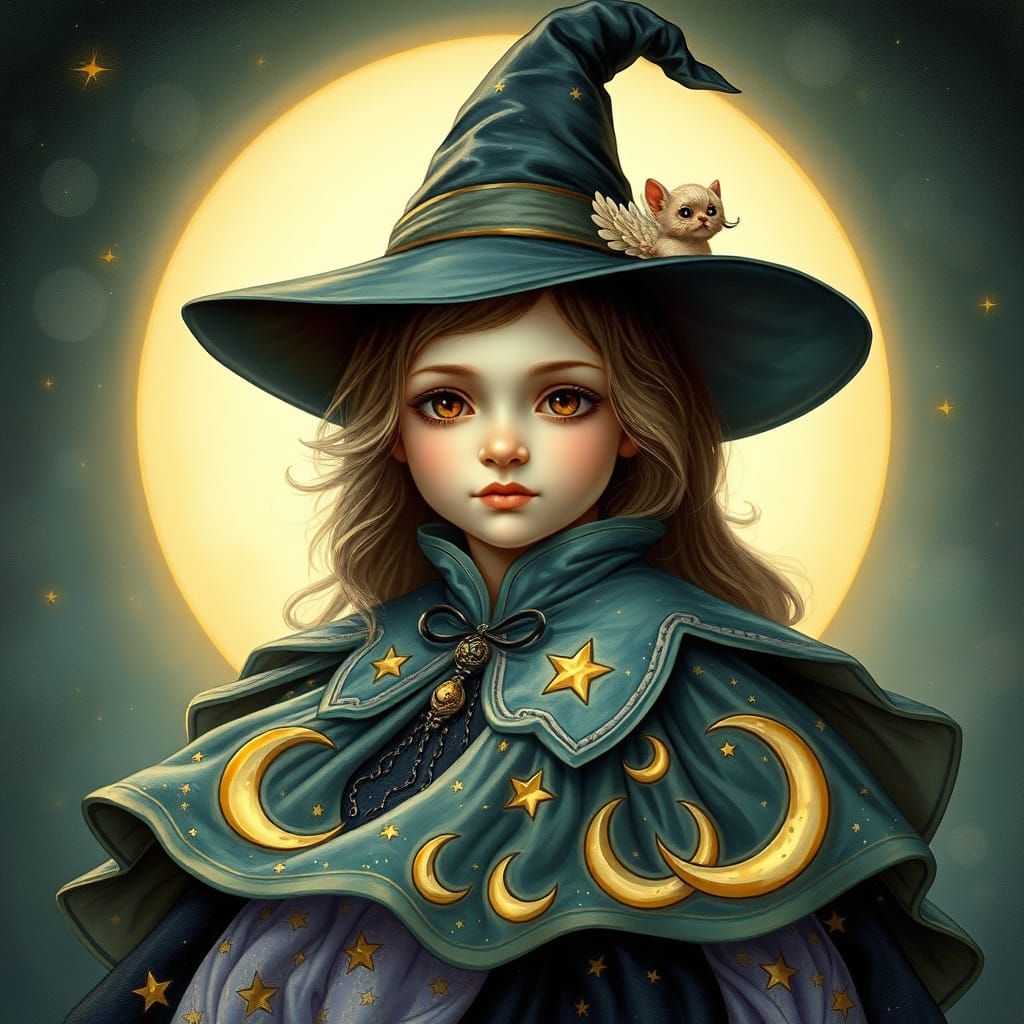 Enchanting Witch in Art Nouveau Gown