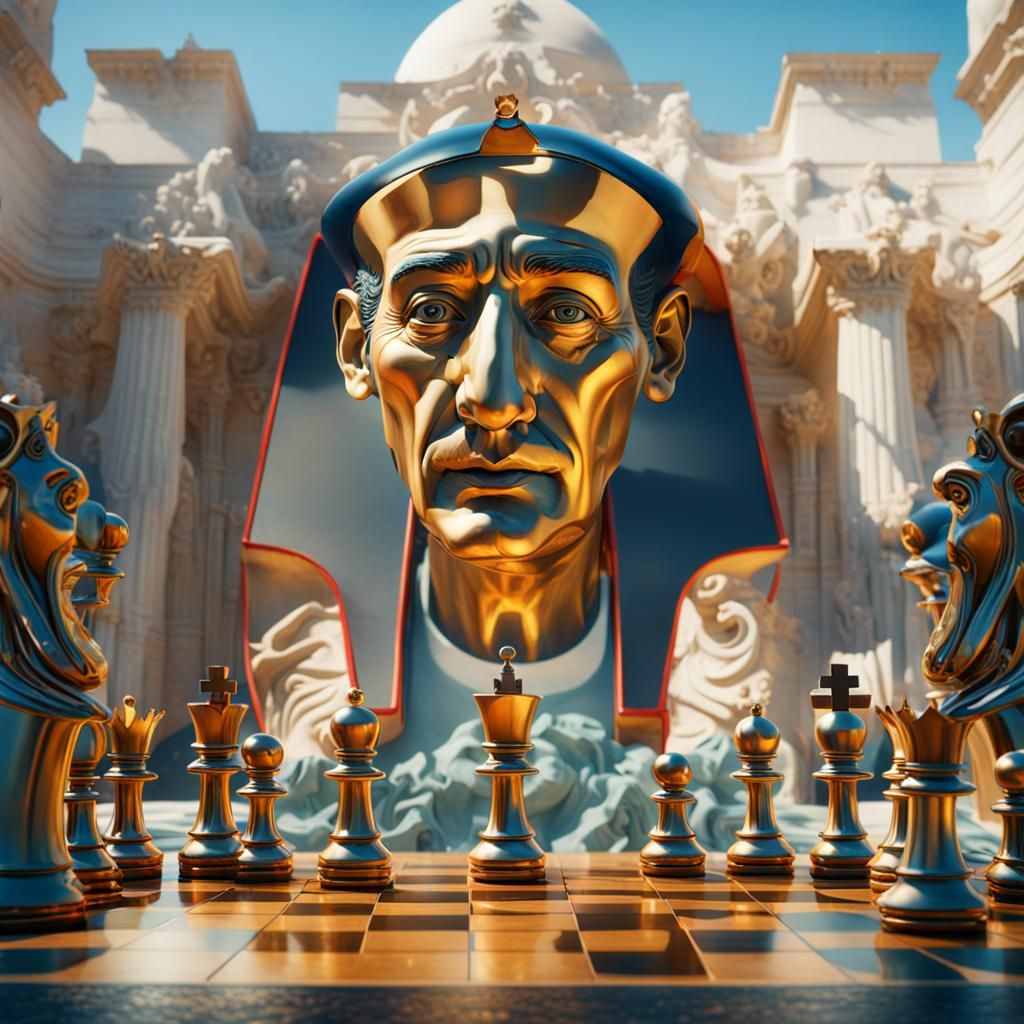 Surreal Chess Game in Style of Salvador Dali