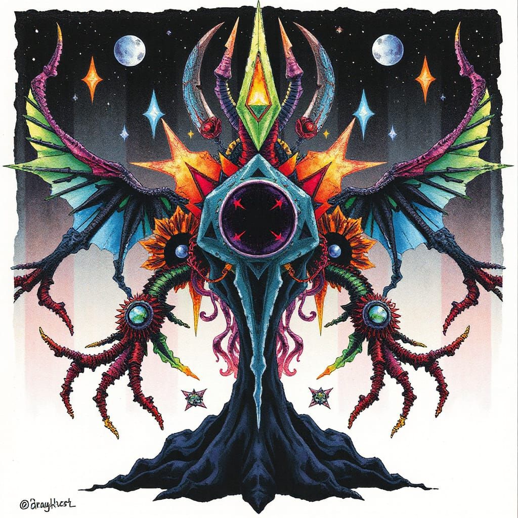 Psychedelic Drug Vision in Gothic Anime Style