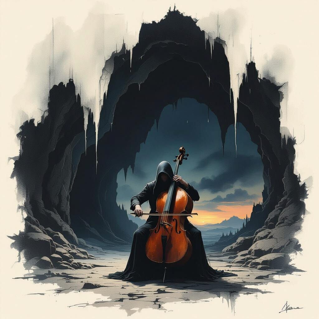 Cultist Plays Cello in Doomsday Cave as Twilight Falls