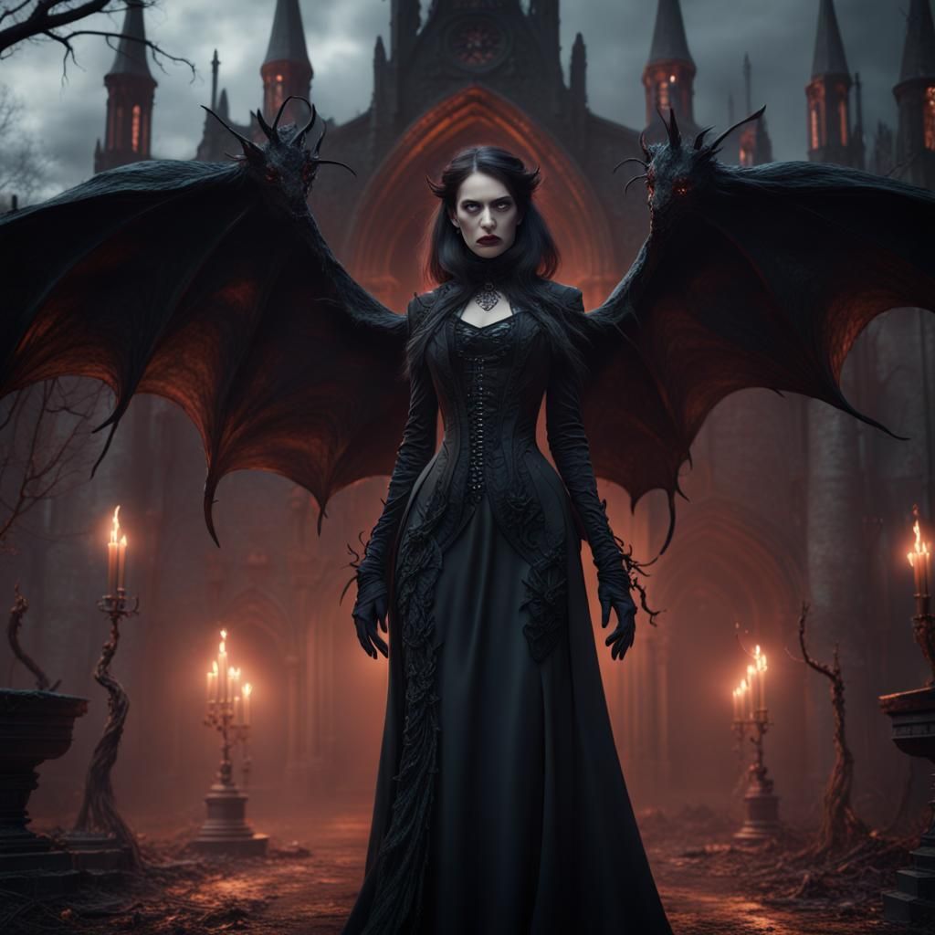 Demonic Gothic Lady in Detailed Digital Art