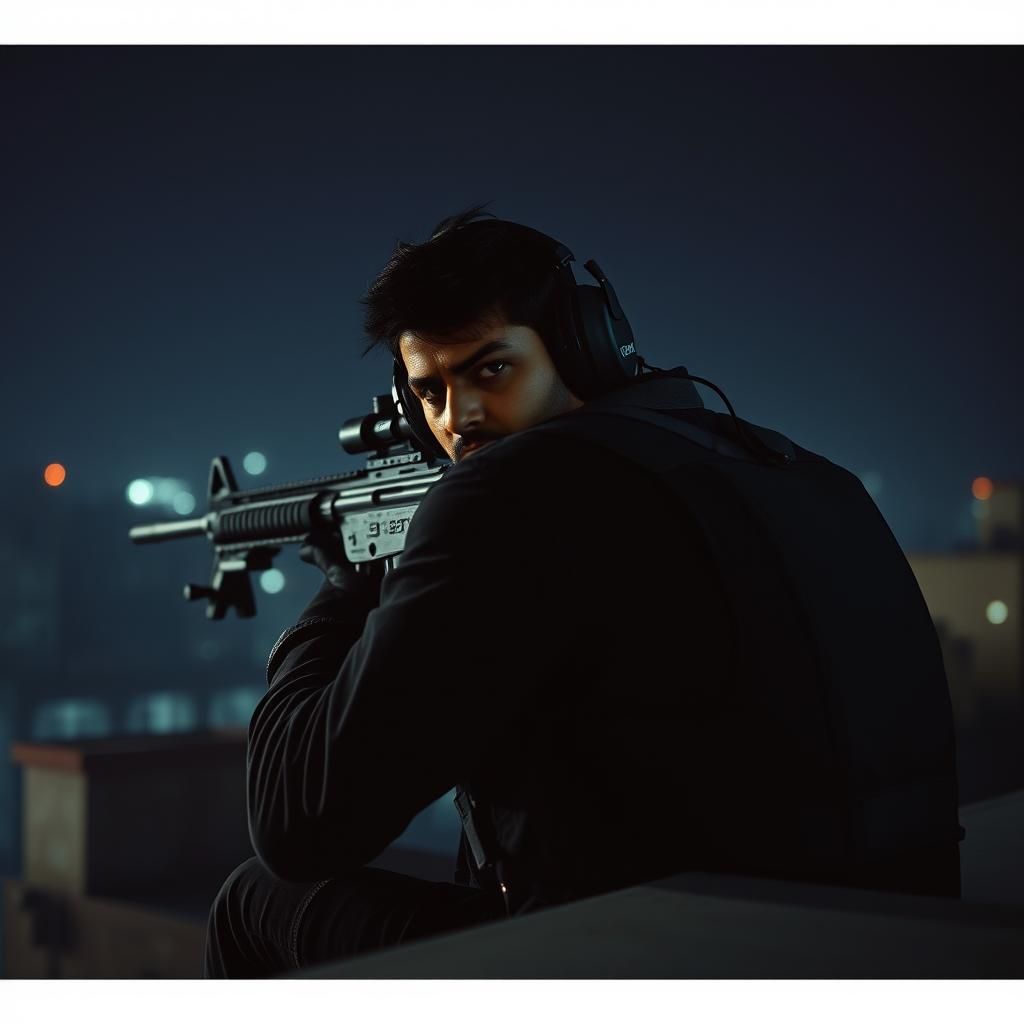 Indian Secret Agent Sniper in Film Noir Style