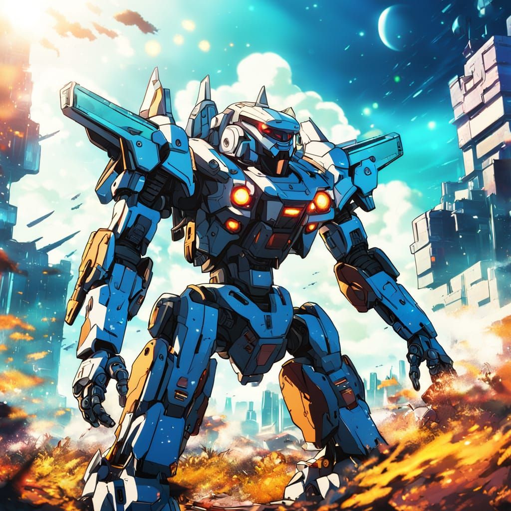Epic Anime Mecha Battle on Alien Planet