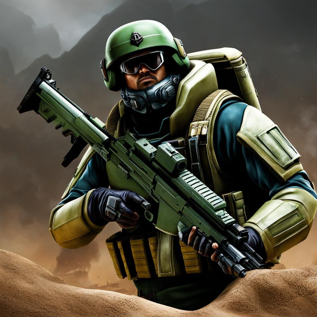 Futuristic Colonial Marine in Sci-Fi Armor