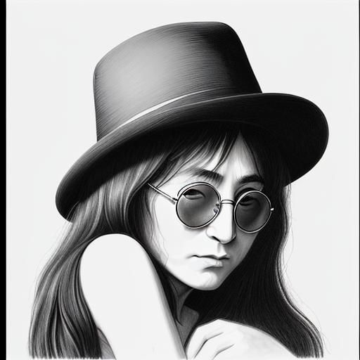 Simple Line Drawing: John Lennon and Yoko Ono