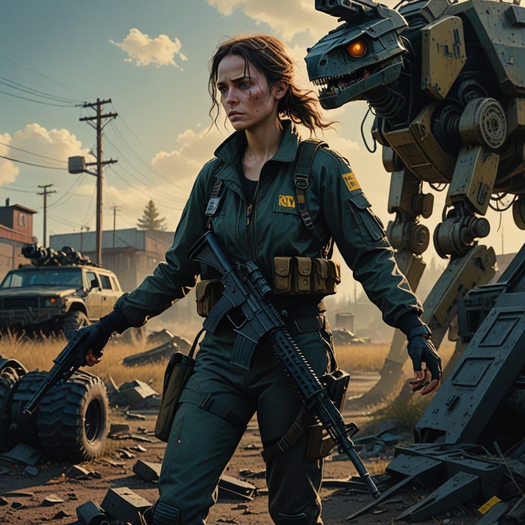 Warrior Goddess in Tactical Gear, Golden Hues