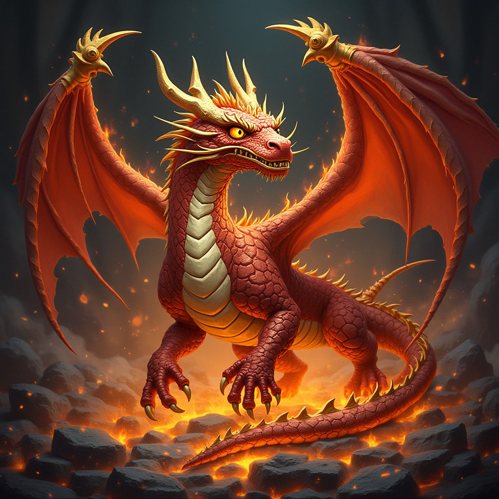 Dragon Hunter Card Template: Majestic Dragon in Flames