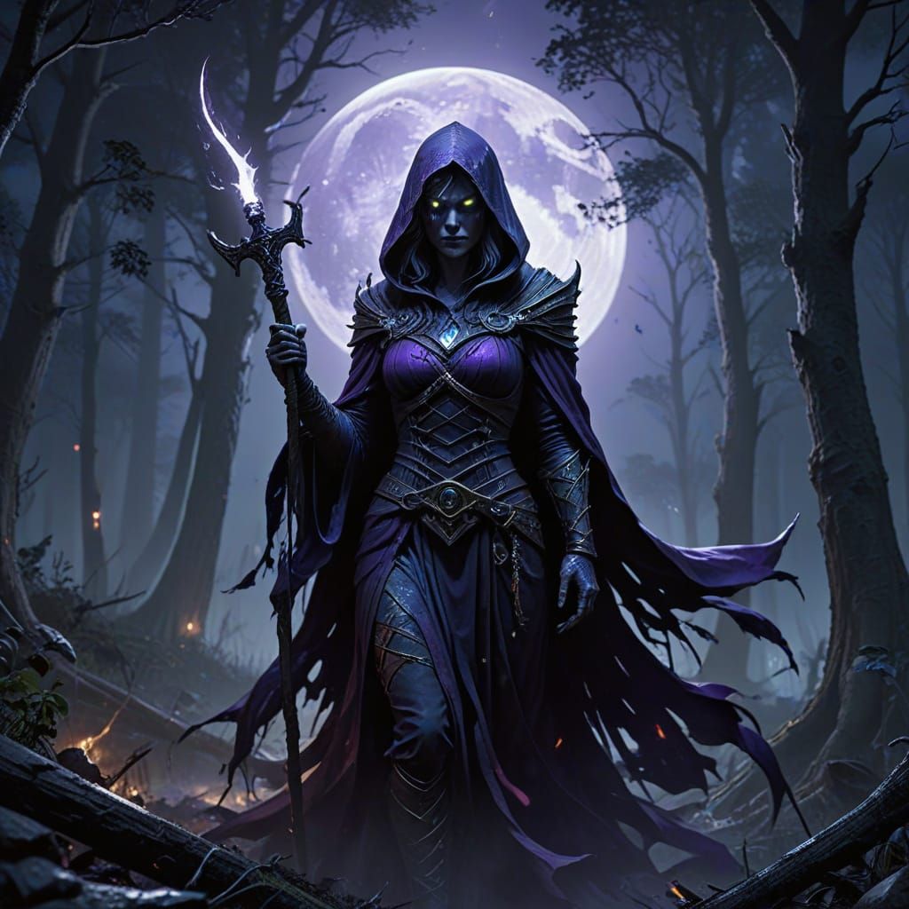 Tired Sorceress in Sinister Forest Art