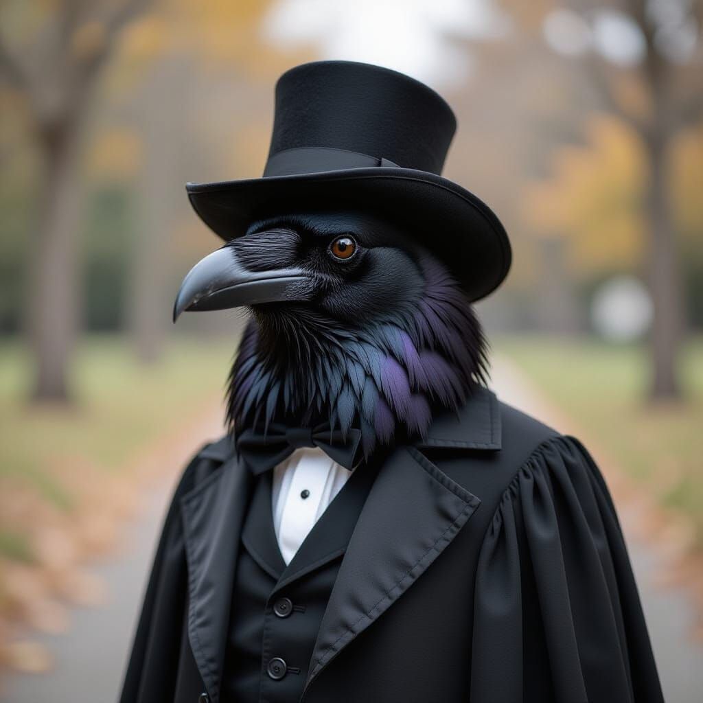 Raven Dressed as Edgar Allan Poe