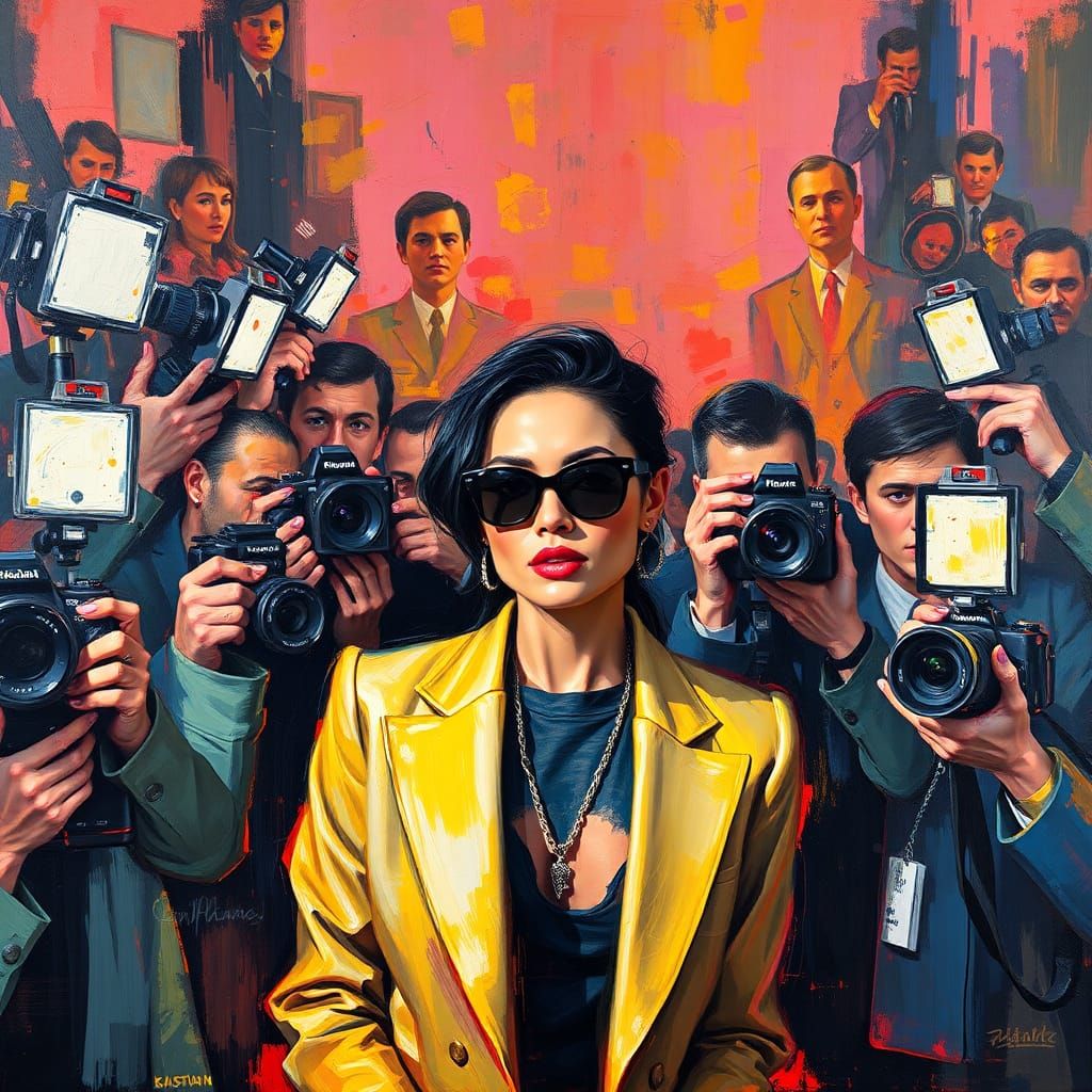 Celebrity Posing in Abstract Expressionist Style