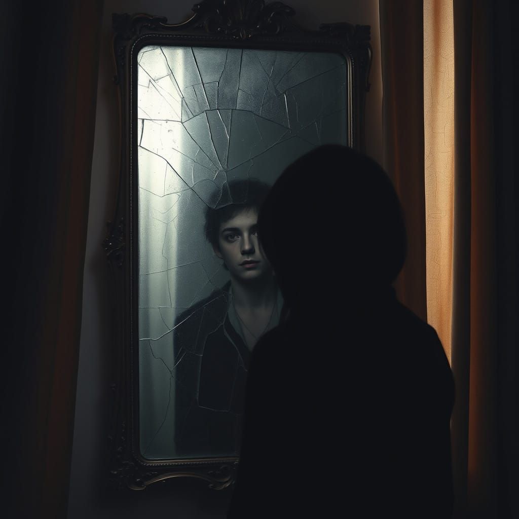 Shadows of Self-Reflection in a Haunting, Surreal Landscape