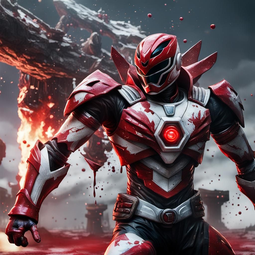 Red Power Ranger in Graffiti Street Art Style