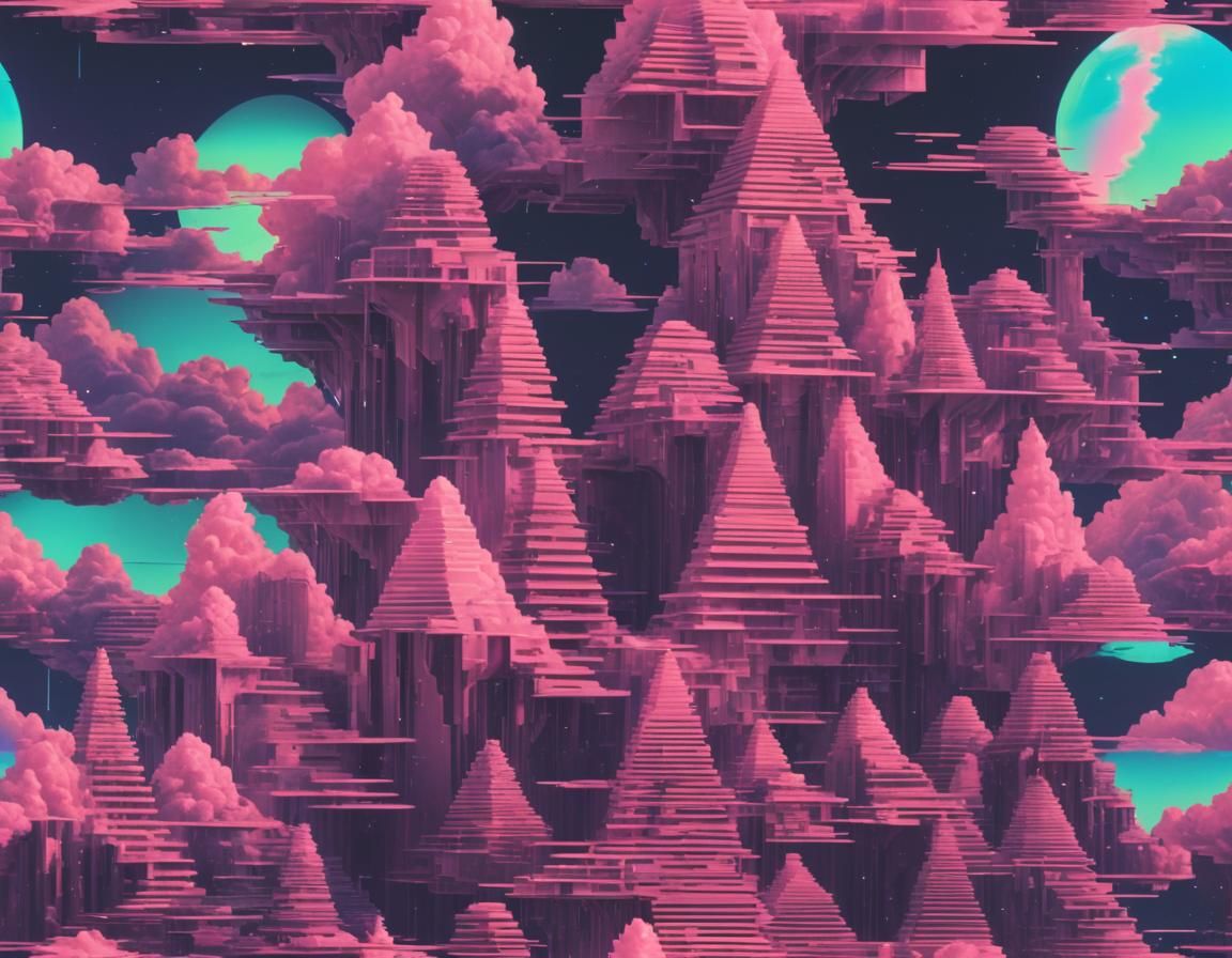 Holographic Vaporwave Glitch: Temple Of Illusions