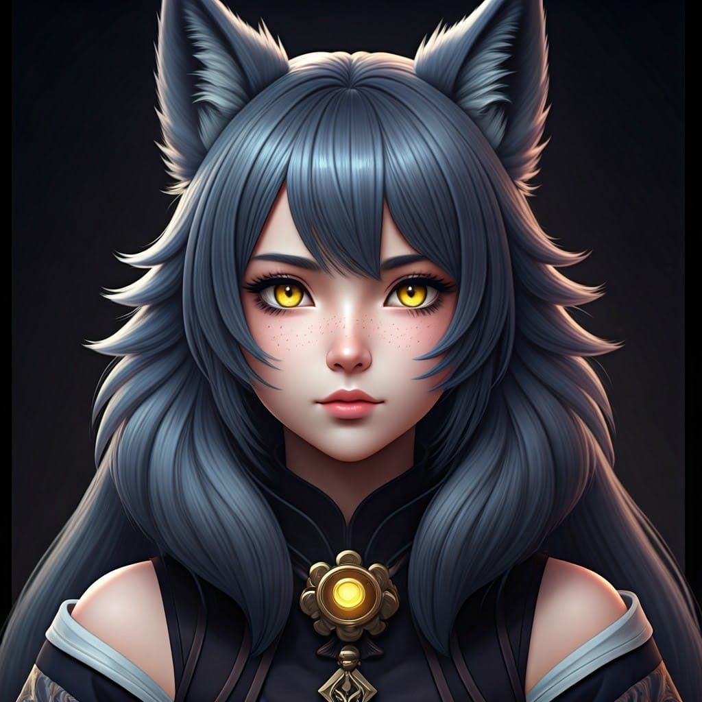 Anime Wolf Girl in Futuristic Outfit