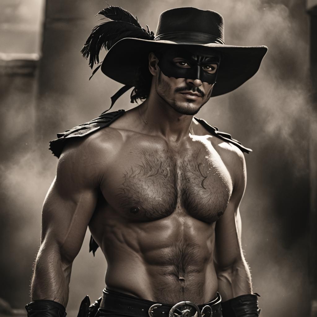 Dramatic Portrait of Zorro in Chiaroscuro Lighting