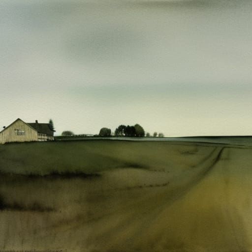 American Landscape in Watercolor Style