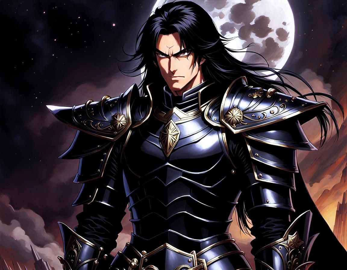 Ashram the Black Knight: 90s Anime Portrait