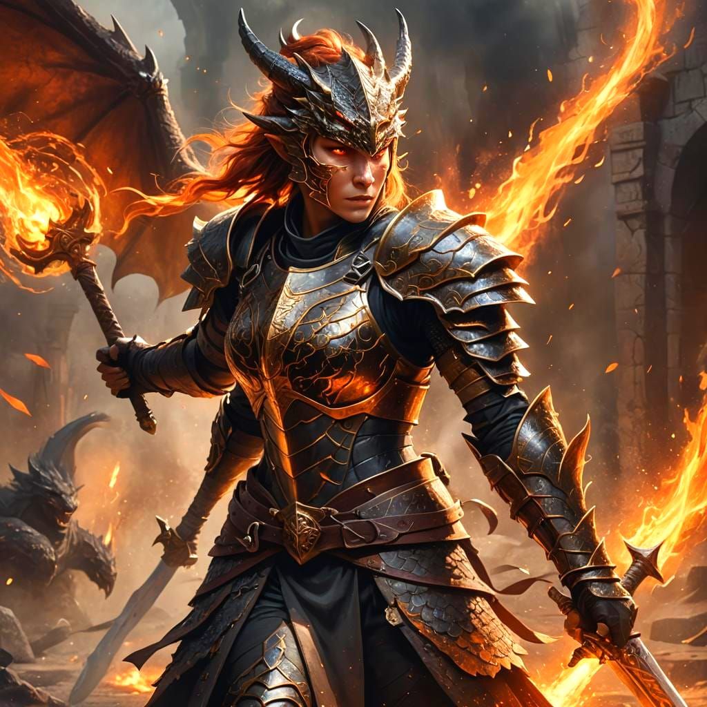 Dragon Warrior Woman Ready for Battle