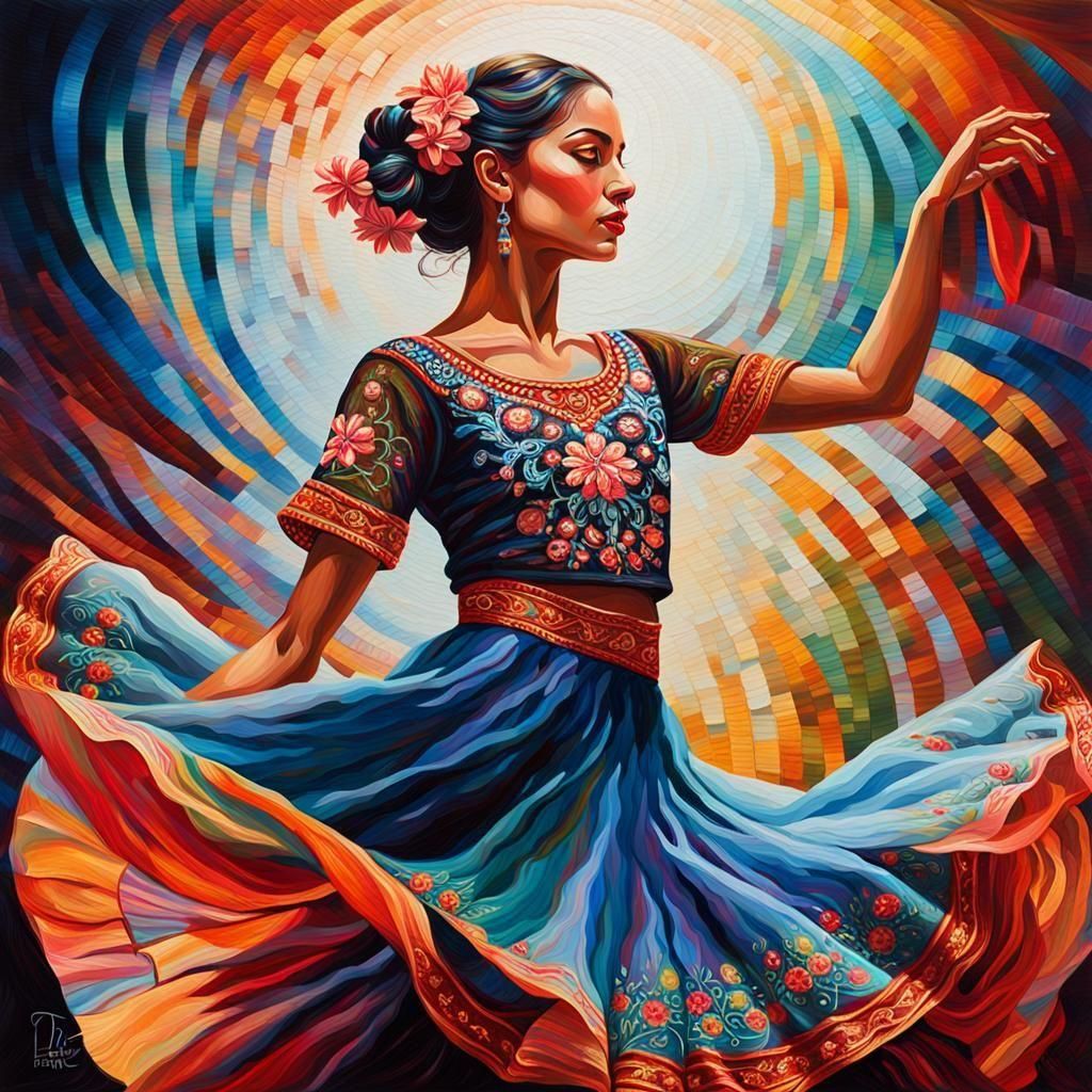 Latina Dancer in Oil Painting Style