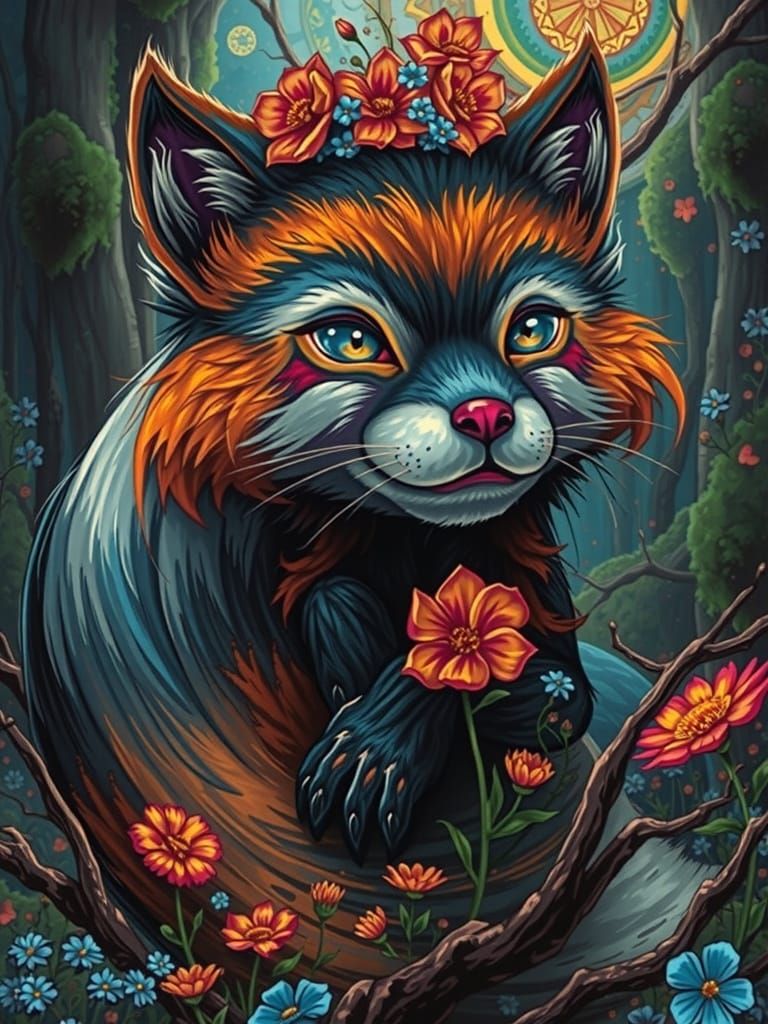 Enchanted Forest Fox in Vibrant Colors