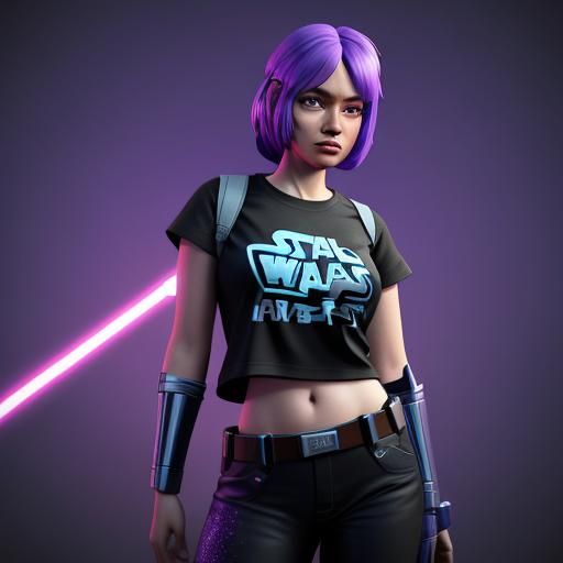 Girl with Lightsaber in Animated 3D Style