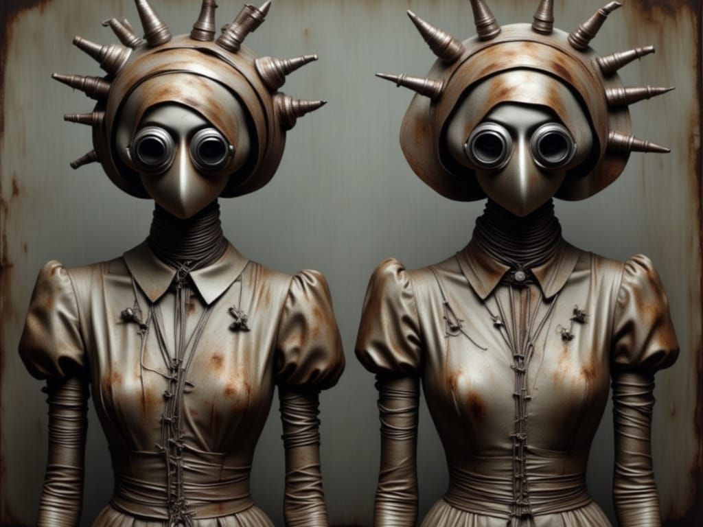 Cult Members in Bizarre Hats, Dystopian Future