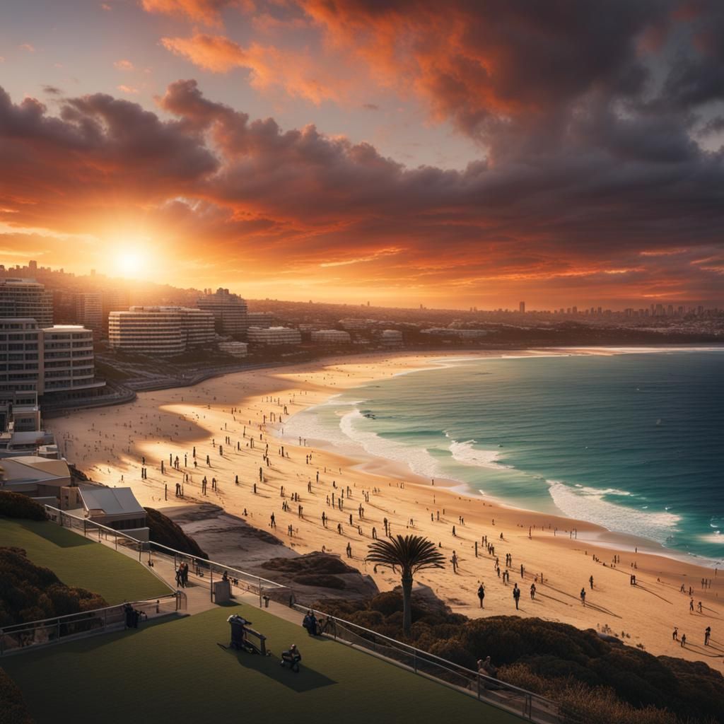 Bondi Beach Sunset: Epic Cinematic Digital Painting
