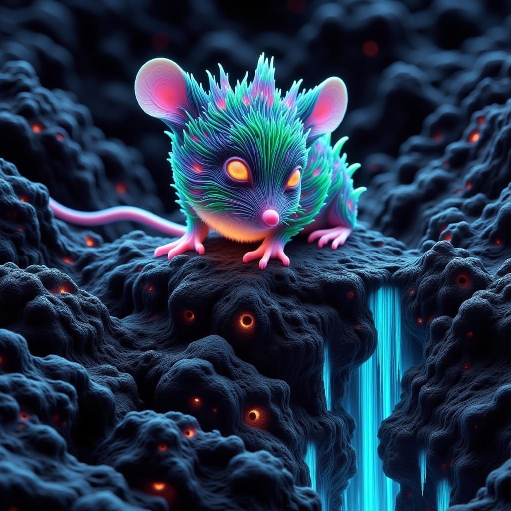 Biomechanical Chibi Mouse Blooms from Obsidian Island in Sur...