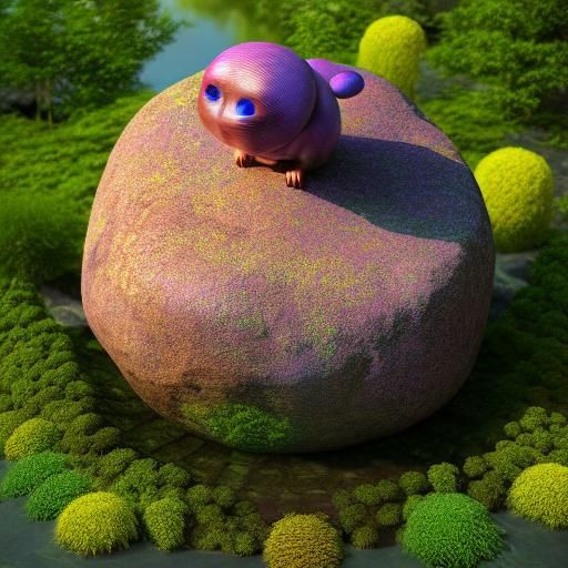 Cosmic Creature in Garden, Highly Detailed Octane Render