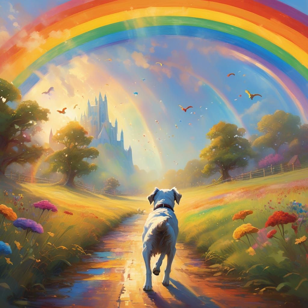 Dog's Spiritual Journey to Owner Over Rainbow Bridge