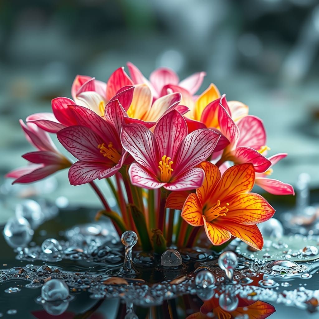 Mystical Flower Explosion in Misty Swamp