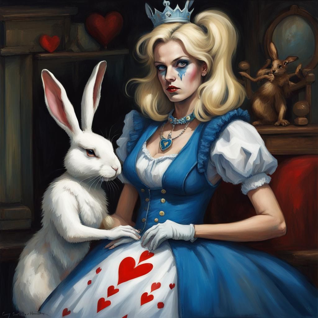 Sinister Alice Queen of Hearts with Rabbit