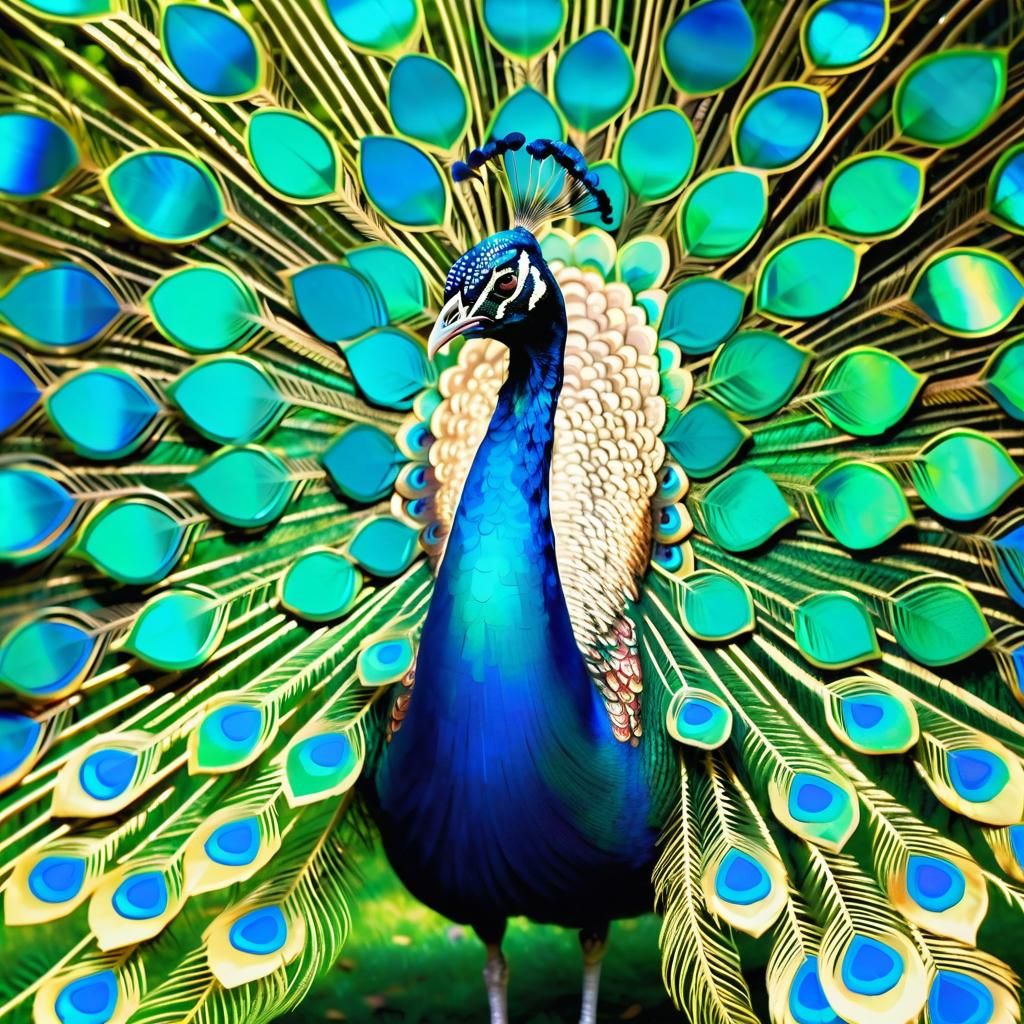 Surreal Jungle Peacock in Vibrant Digital Art