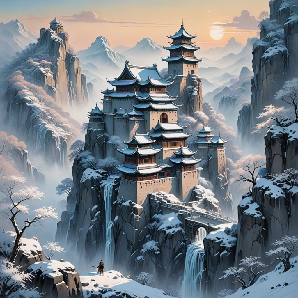Ethereal Frost Guard Castle in Majestic Icy Blues