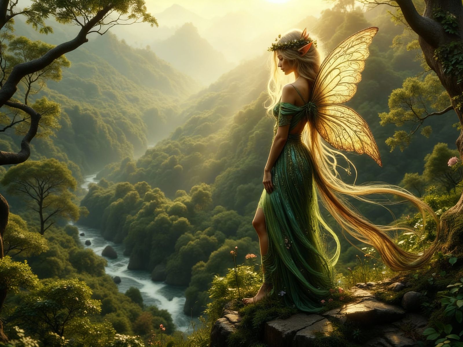 Blond Forest Fairy Elf Ruler Overlooking Realm